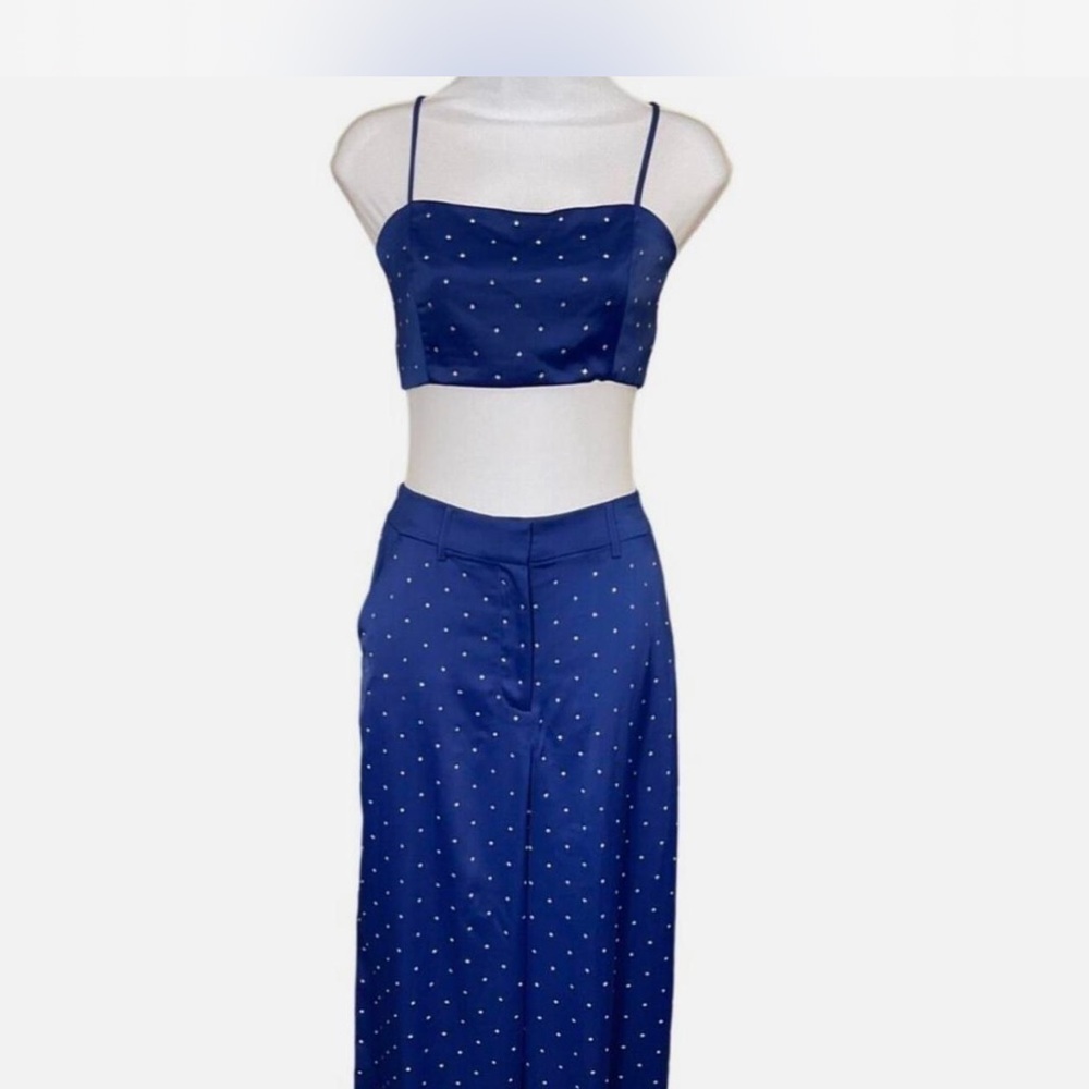 BNWOT House Of Harlow 1960 Blue Rhinestoned  Two-Piece Pant Set